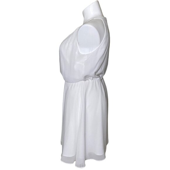 Gianni Bini White Blouson Halter Mini Dress, Sleeveless Juniors Size L - Picture 6 of 9